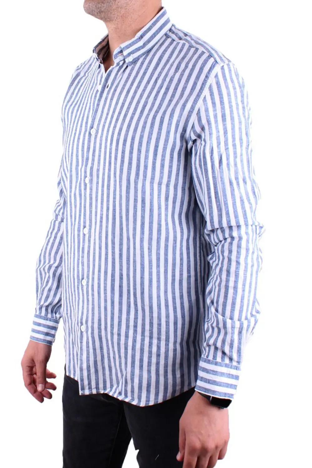 Twister 1905 Lacivert Çizgili Uzun Kol Günlük Pamuk Karışımlı Ket