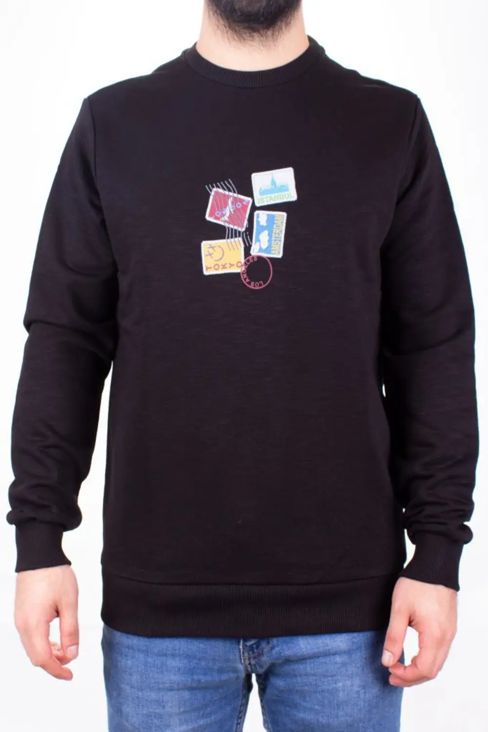 Twister 1929 Siyah Bisiklet Yaka Erkek Sweat