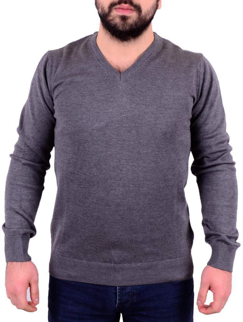 Twister Jeans Twister 3622 Gri Melanj V Yaka Erkek Kazak