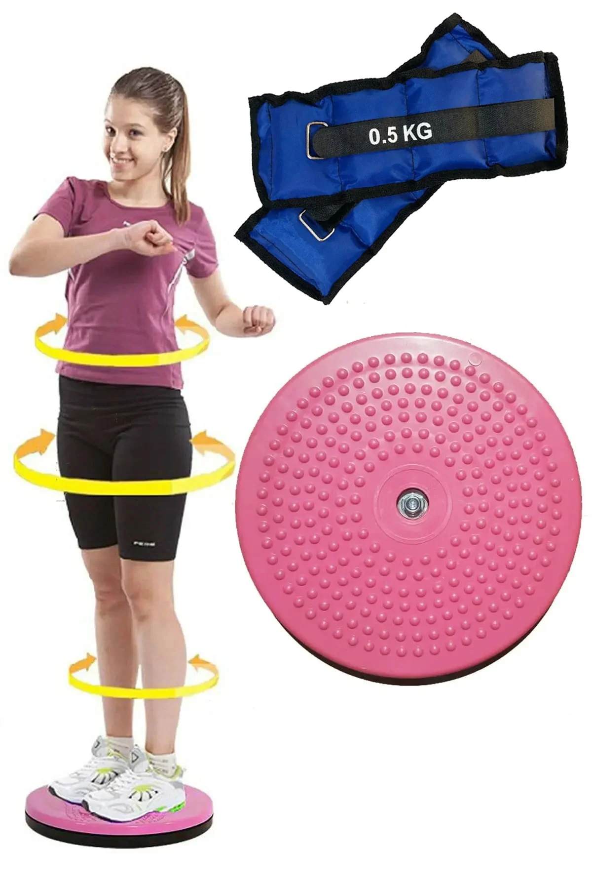 Twister Disk Bel Inceltici Dönen Disc + El Ayak Ağırlığı 0.5kgx2a