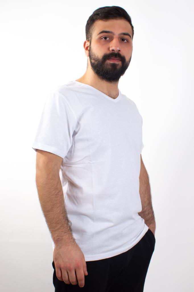 Twister Jeans Twister Jeans 1827Bb Beyaz Büyük Beden V Yaka Erkek T-Shirt