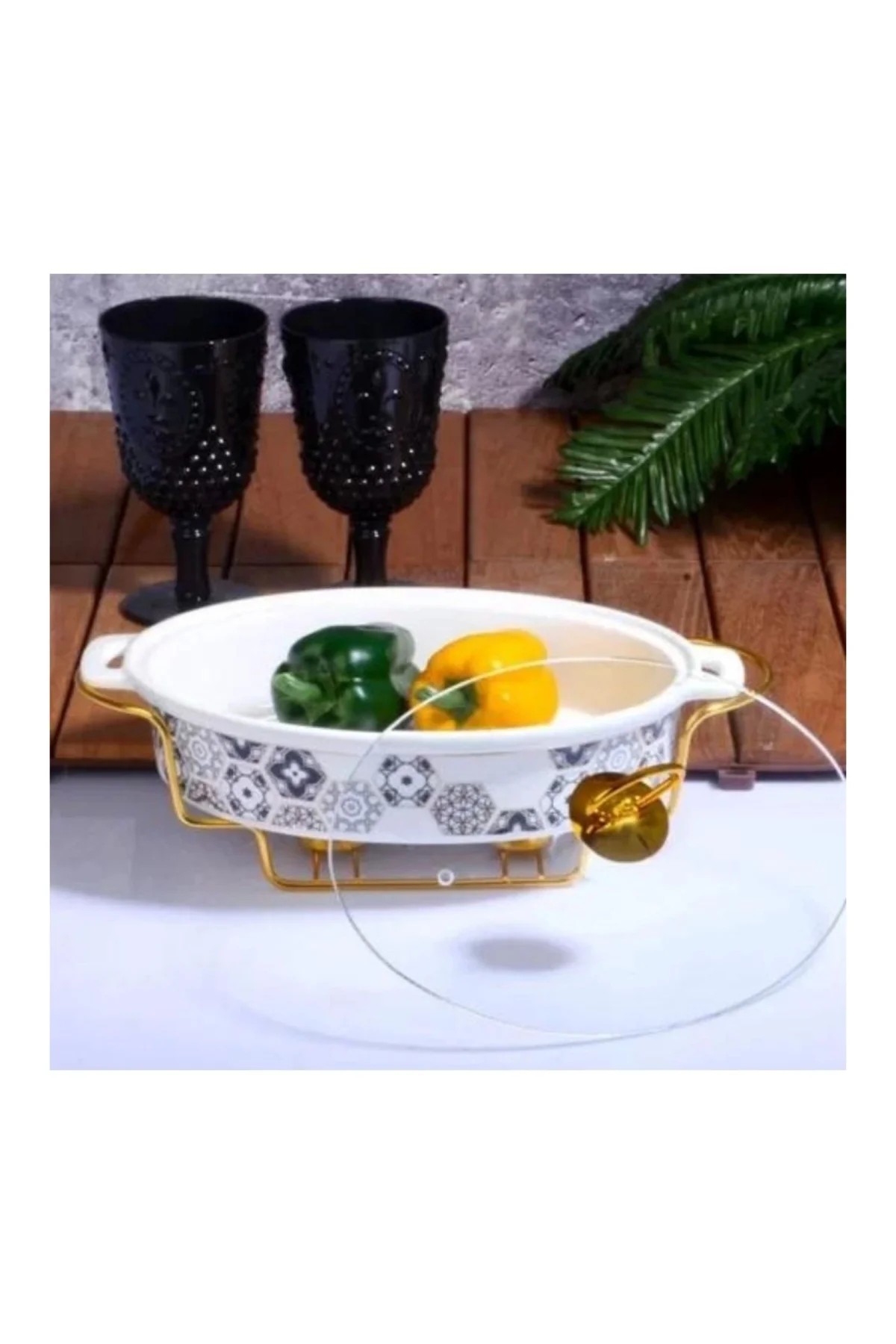 TWN017 Porselen Telli Oval Tencere 34 Cm TWN017 Porselen Telli Oval Tencere 34 Cm