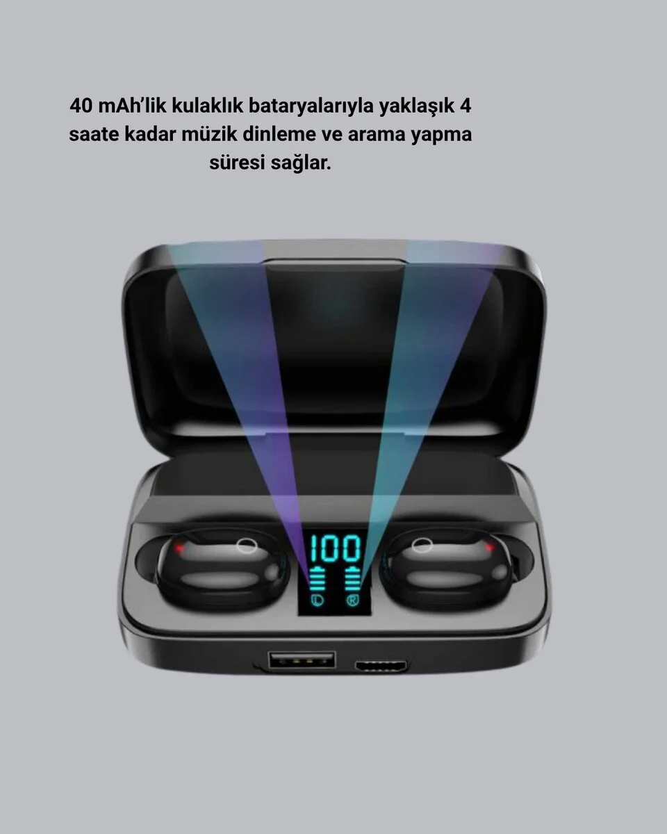 TWS A10s Bluetooth 5.0 Powerbank Şarj Kutulu Kulaklık - 120 Saat Pil Ömrü ve Otomatik Eşleşme