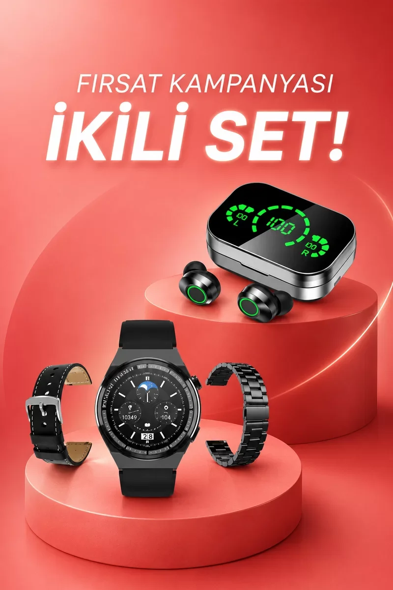 TWS Bluetooth Kulaklık ve Akıllı Saat Nabız Ölçer - Uzun Pil Ömrü