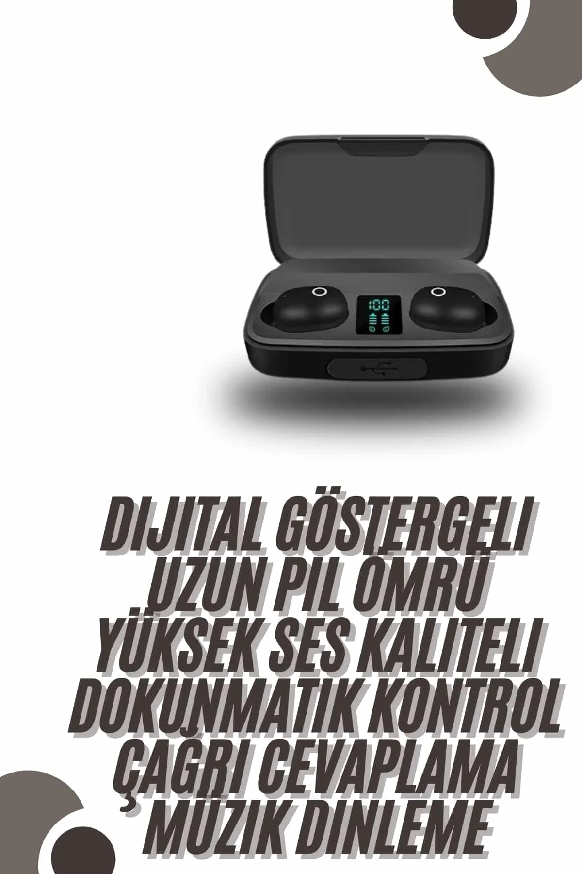 TWS Bluetooth Kulaklık 5.0 Bluetooth Bağlantılı Dokunmatik Kontrol Özelliği Yeni Nesil