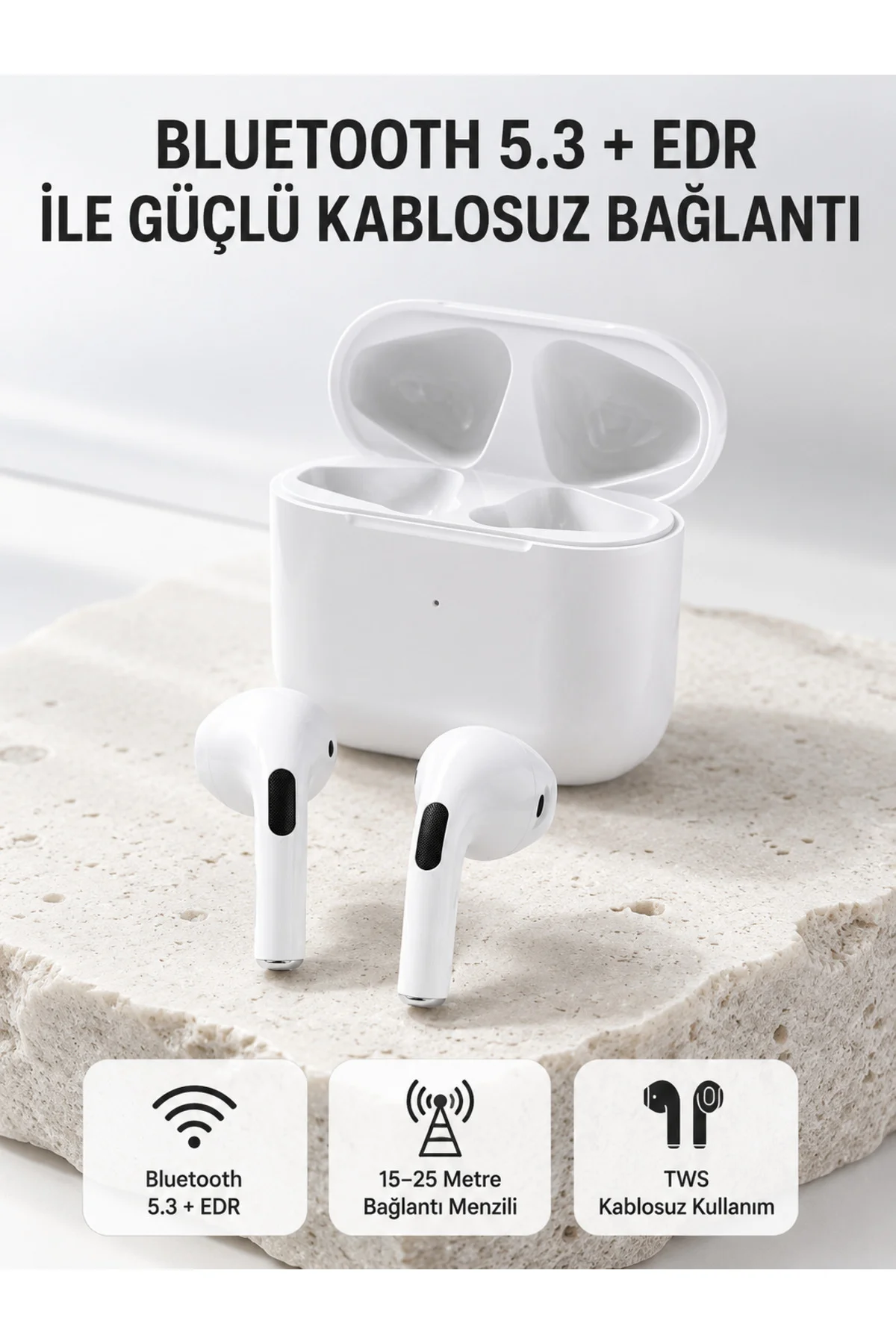 TWS Kablosuz Bluetooth Kulaklık 3 Saat Müzik 4 Saat Konuşma Şarj Kutulu TWS Kablosuz Bluetooth Kulaklık 3 Saat Müzik 4 Saat Konuşma Şarj Kutulu