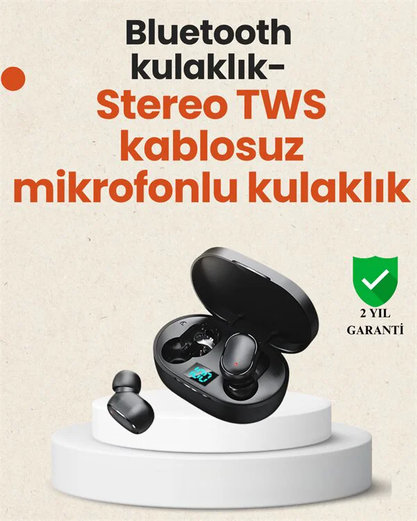 TWS Kablosuz Kulaklık - Dijital Göstergeli, Otomatik Bağlantılı ve Çağrı Cevaplayıcı Bluetooth Earphone