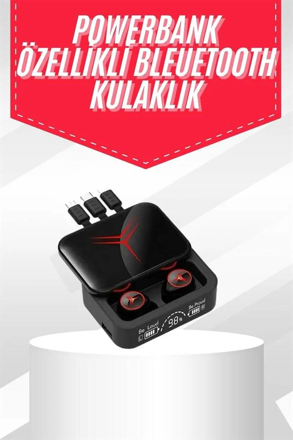 TWS Powerbank Kutulu Bluetooth Kulaklık Kablosuz Kulakiçi Kulaklık – Dijital Göstergeli ve Şarj Kutulu