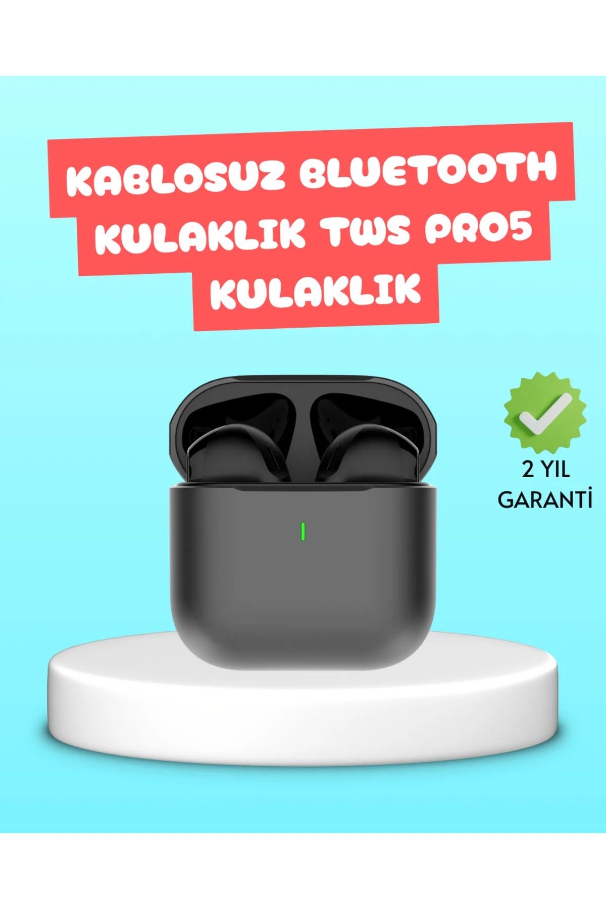 TWS Pro 5 Bluetooth Kulaklık – Kablosuz ve Şarj Kutulu Tasarım