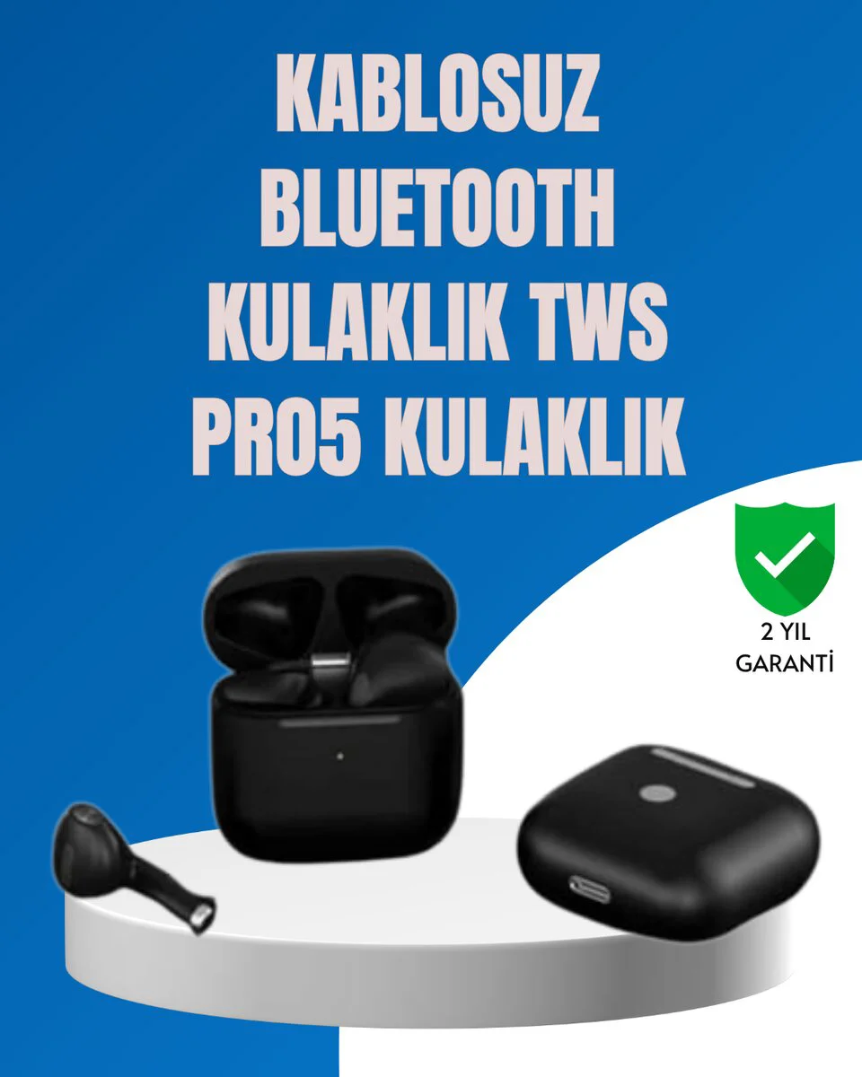 TWS Pro 5 - Ergonomik Bluetooth Kulaklık | Uzun Süreli Konfor ve Spor Güvencesi