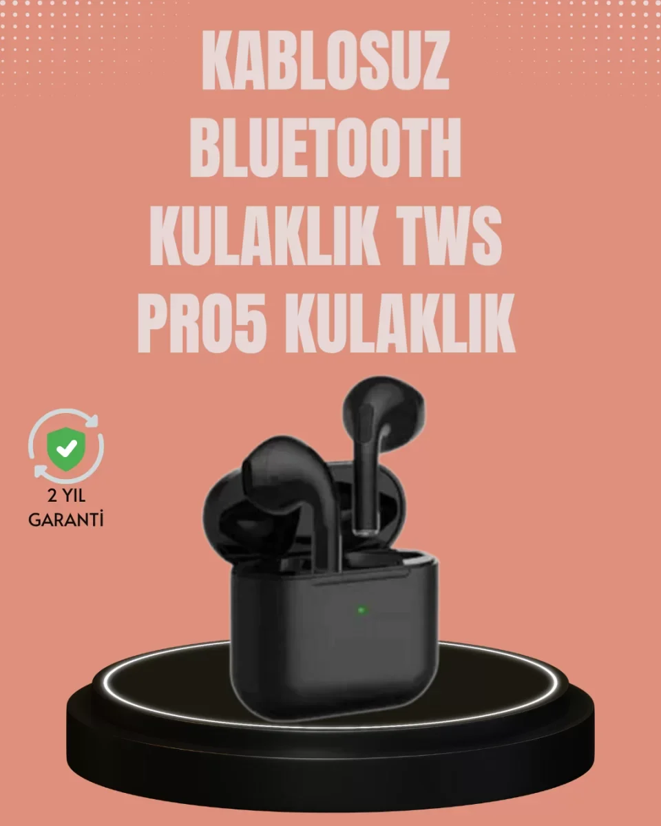 TWS Pro 5 Kulaklık – Uzun Süreli Kullanım İçin Yüksek Batarya Per