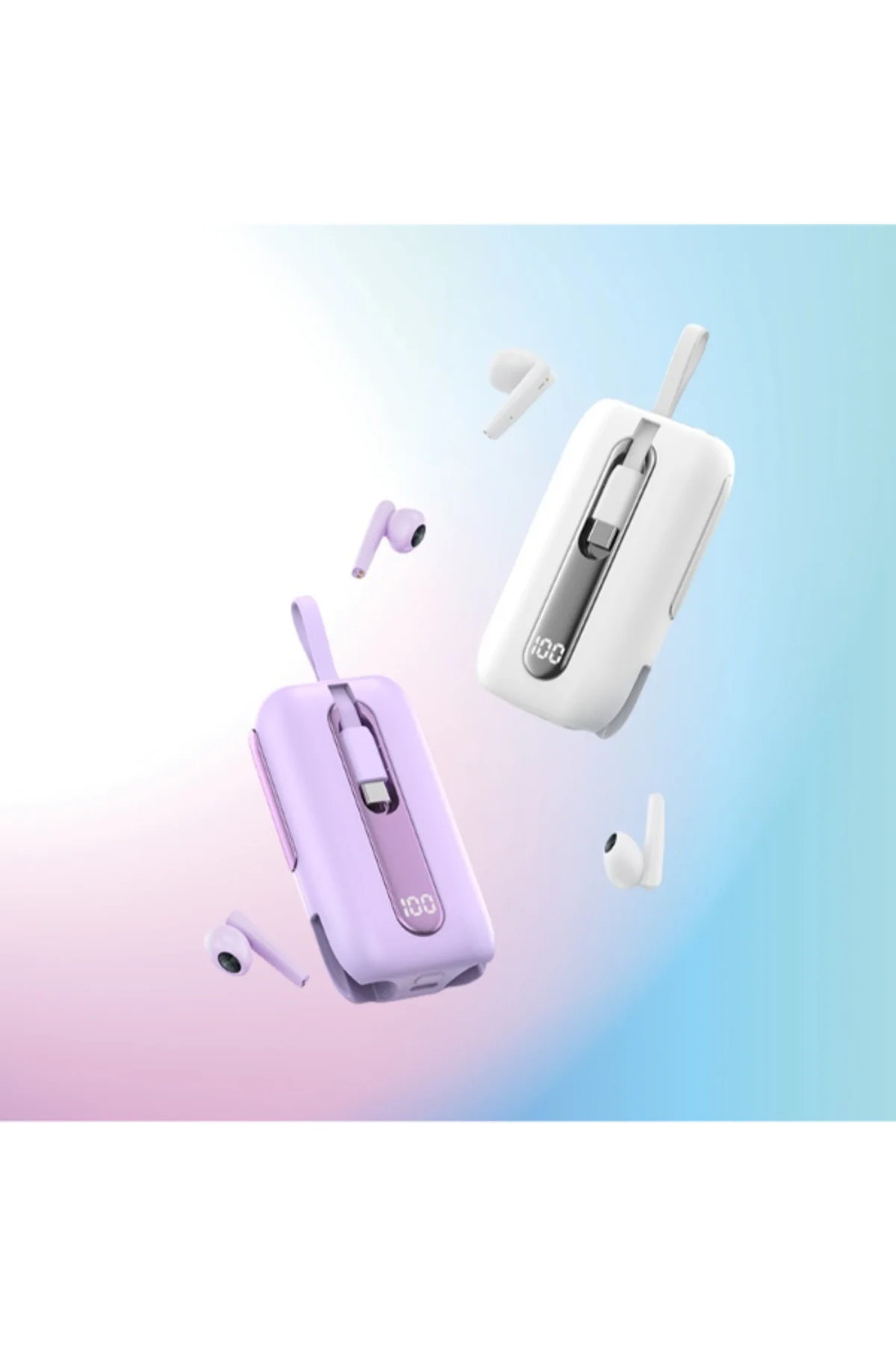 TWS-T21 POWERBANKLI KULAKİÇ İ5200 MAH BATARYALI LİGHTNİNG VE TYPE-C KABLOLU OYUNCU KULAKLIĞI