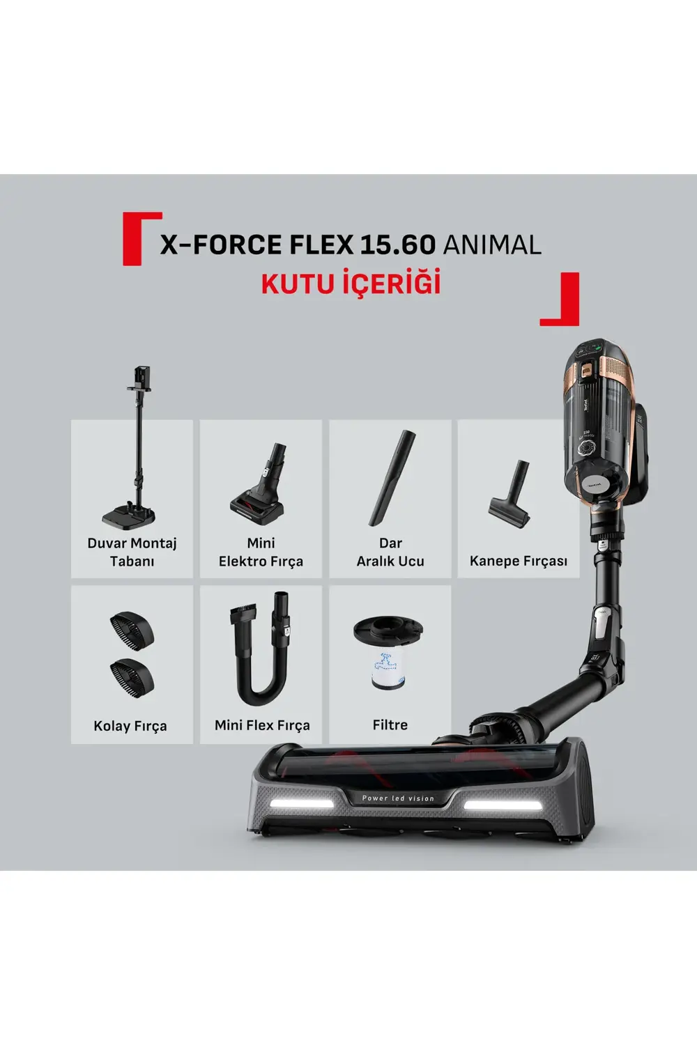 Tefal Ty99f1 X-Force Flex 15.60 Animal  230 Air Watt Kablosuz Şarjlı Di
