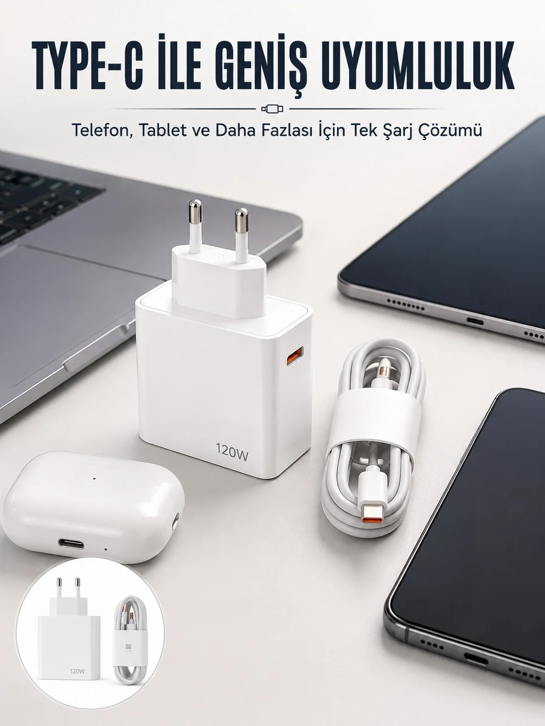 Type-C 120W Şarj Aleti Hızlı Şarj Turbo Yeni Nesil