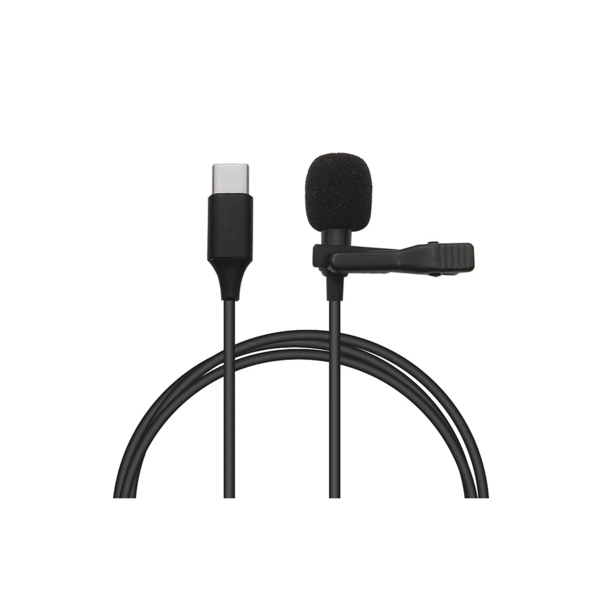 Type-C 2 Metre Double Mikrofon Siyah - Telefon ve Tabletlere Uyumlu Ses İyileştirici