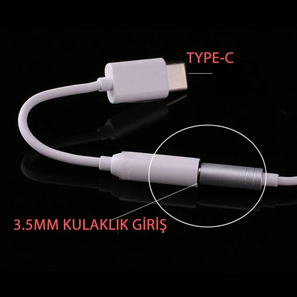 Type-C 3.5mm Kulaklık Dönüştürücü Aparat Aux Çevirici Adaptör-1852