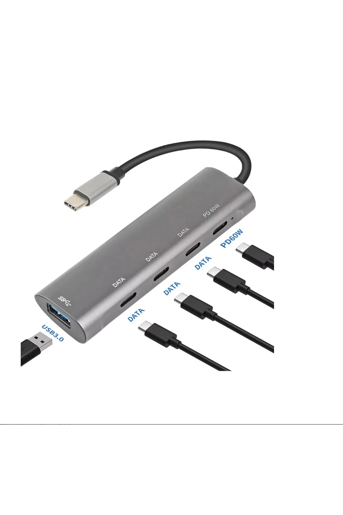 Type-C 4 Port Type-C Dişi Çoklayıcı USB 3.0 10Gbps Data | PD 60W Type-C 4 Port Type-C Dişi Çoklayıcı USB 3.0 10Gbps Data | PD 60W
