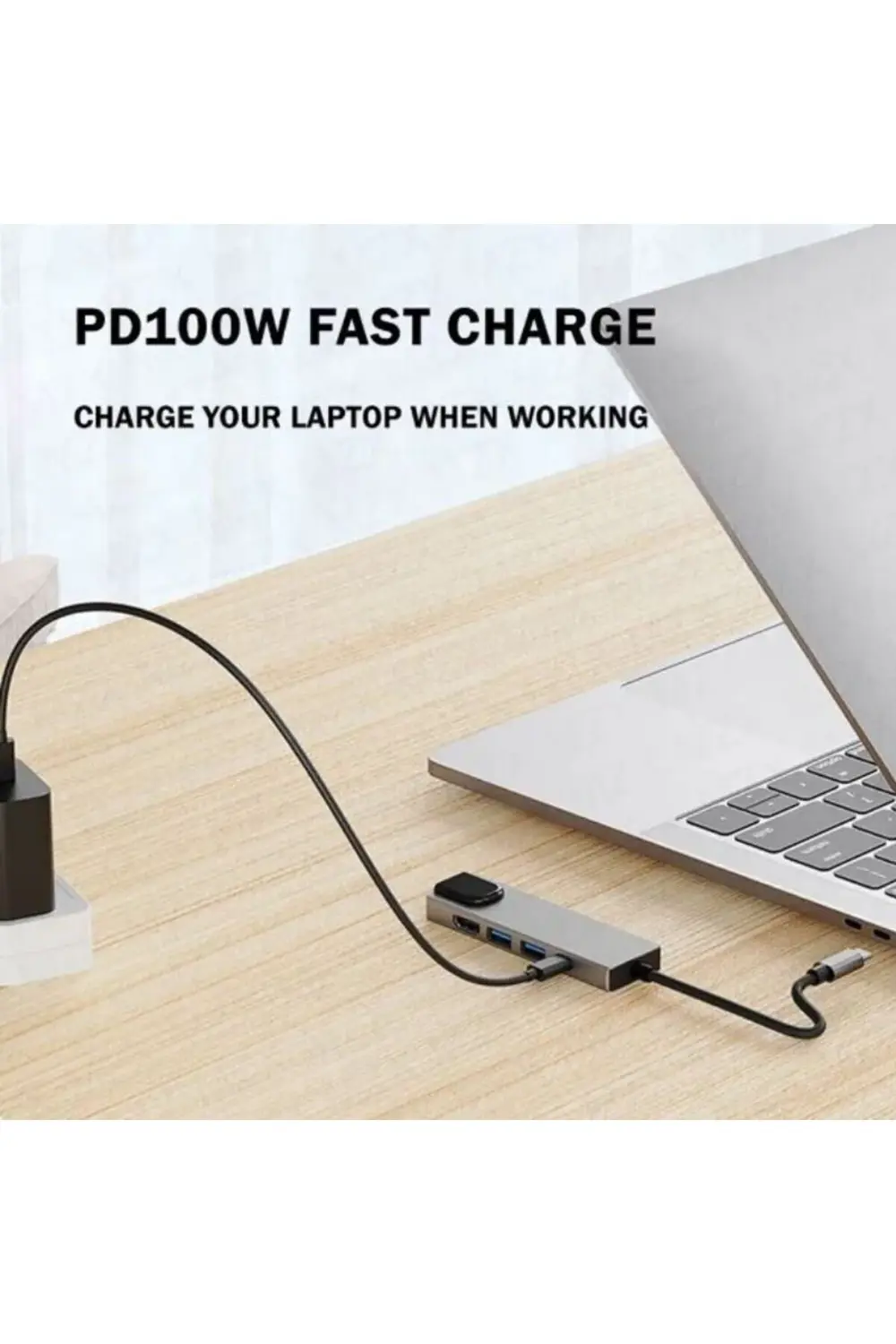 Type-C 5-in-1 Çoklayıcı 4K HDMI + USB 3.0*2 + Ethernet Girişli Hu