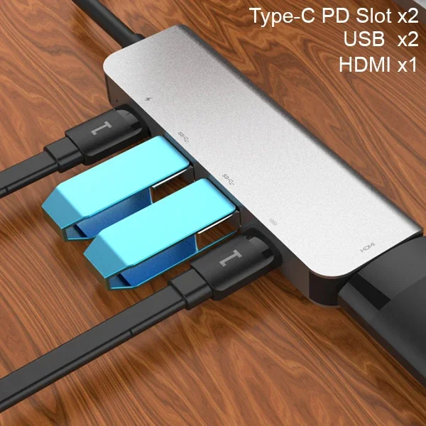 Type-C 5in1 HDMI 4K USB-C Hub Adaptör - Çoklayıcı PD Şarj