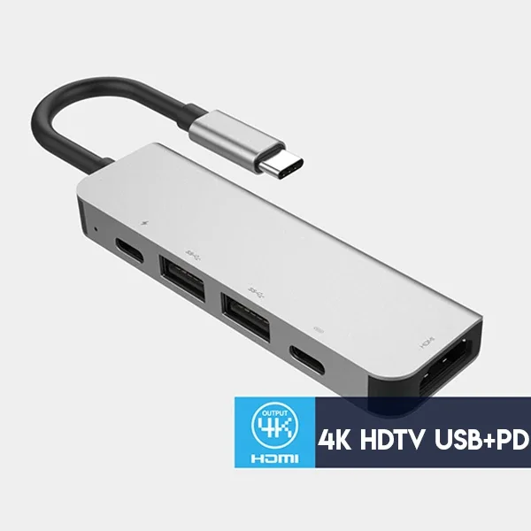 Type-C 5in1 HDMI 4K USB-C Hub Adaptör - Çoklayıcı PD Şarj
