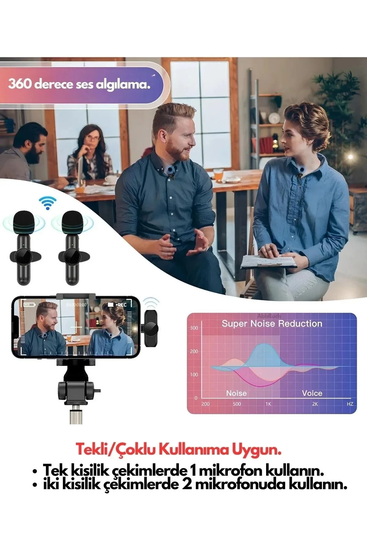 Type-c Çiftli Kablosuz Yaka Mikrofon Seti Telefon Vlog Canlı Yayı
