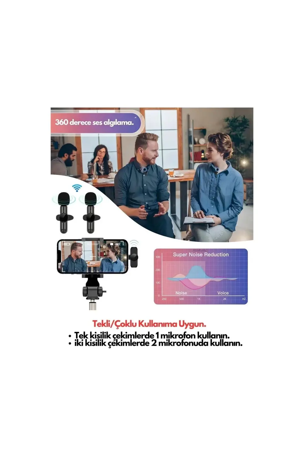 Type-c Çiftli Kablosuz Yaka Mikrofon Seti Telefon Vlog Canlı Yayı