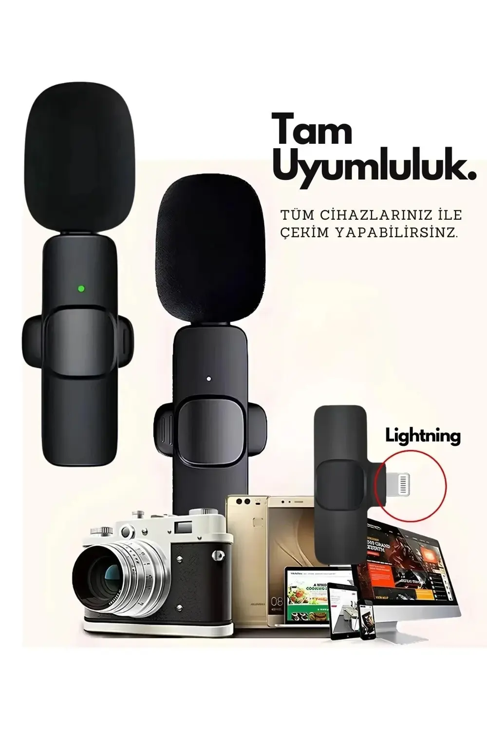 Type-c Çiftli Kablosuz Yaka Mikrofon Seti Telefon Vlog Canlı Yayı