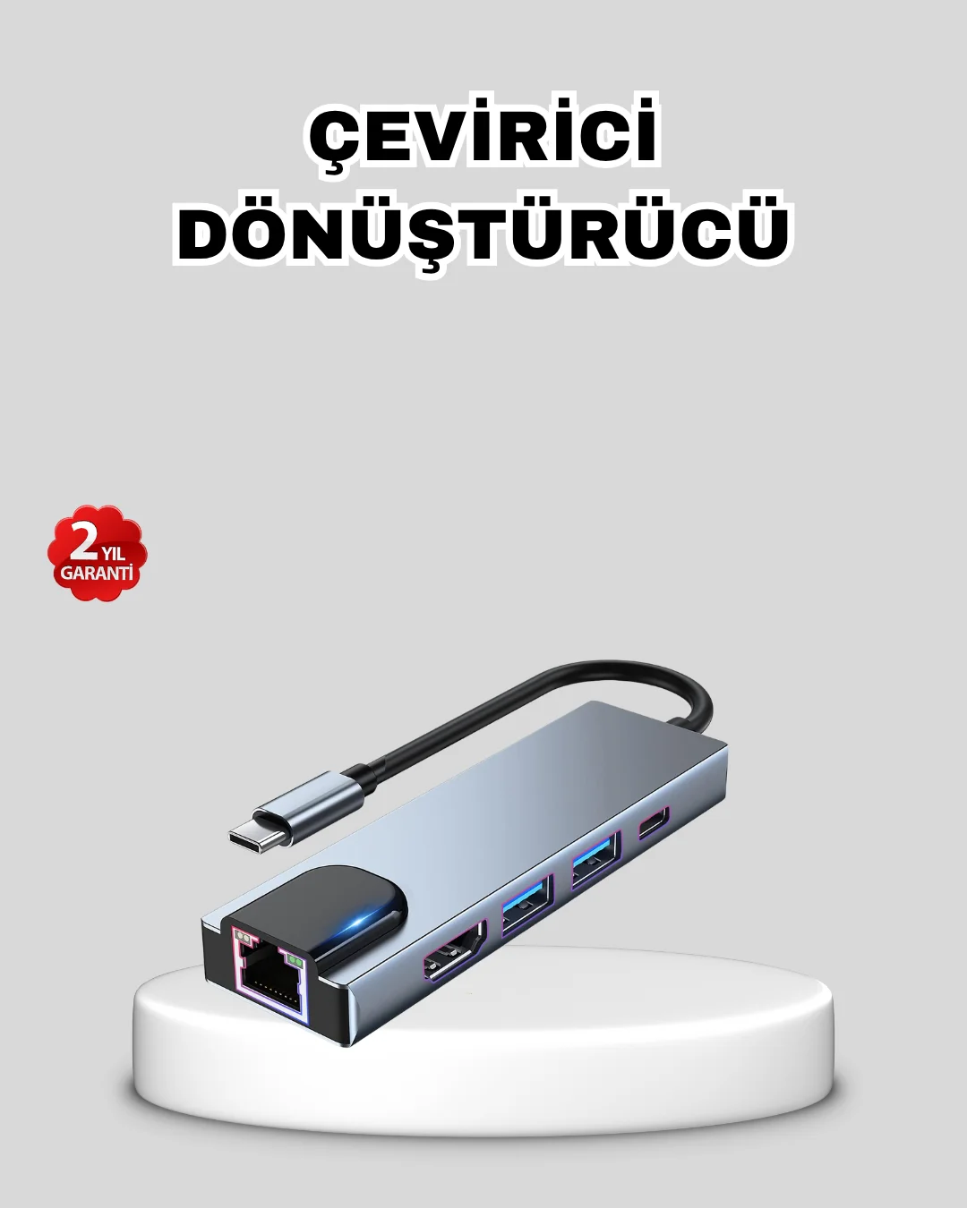 Type-C Çoklu Dönüştürücü – Alüminyum Gövde, Hızlı Veri Aktarımı v