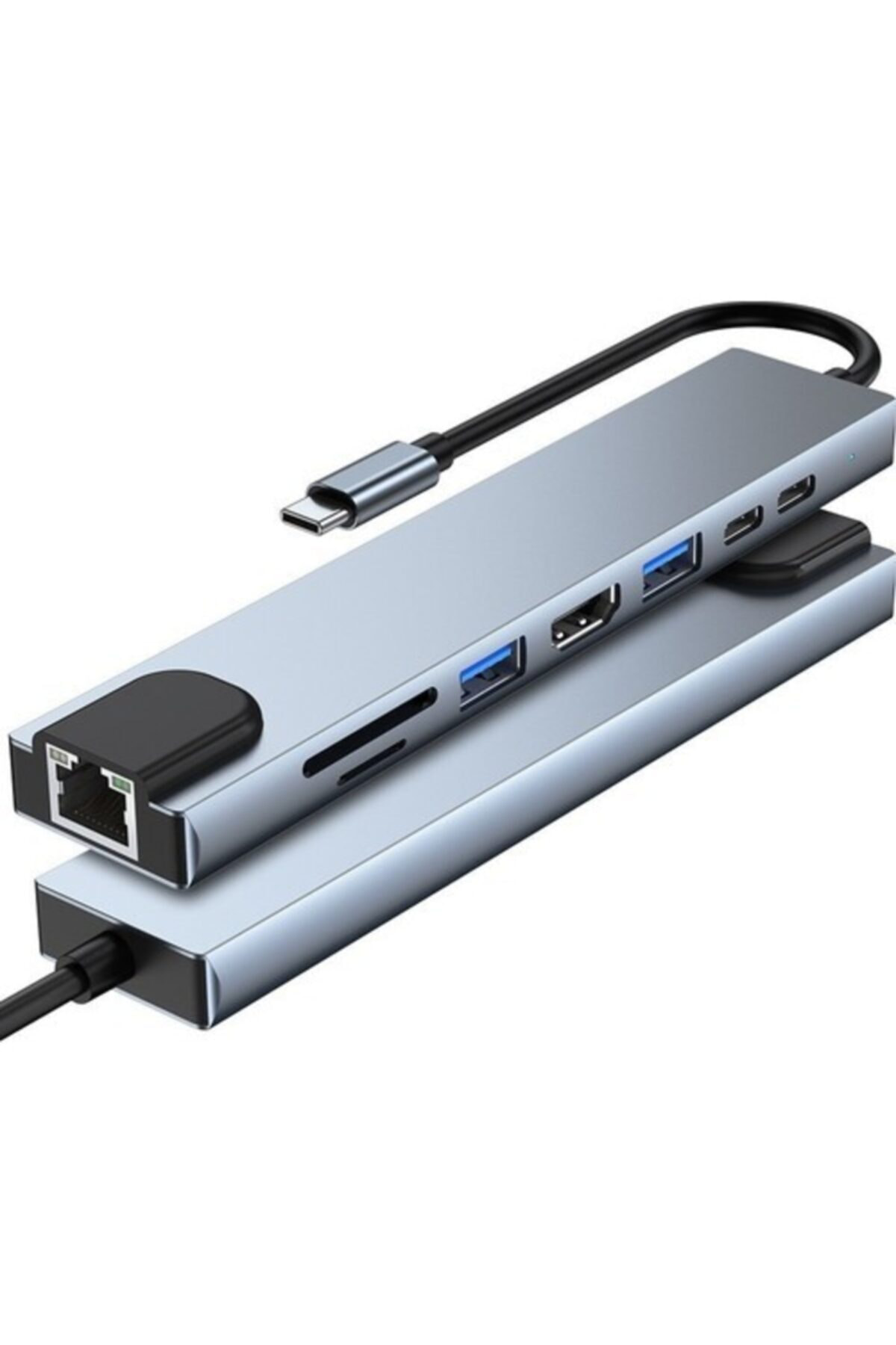Type C Den 8 Ayrı Girişe Çeviren Laptop Için Rj-45 Lan Eternet Us