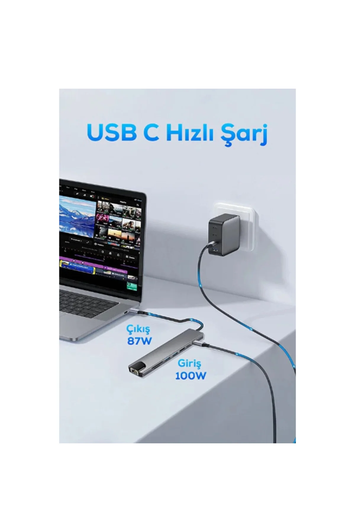 Type C Girişli 8 Port Dönüştürücü Ve Çoklayıcı Type C Girişli 8 Port Dönüştürücü Ve Çoklayıcı