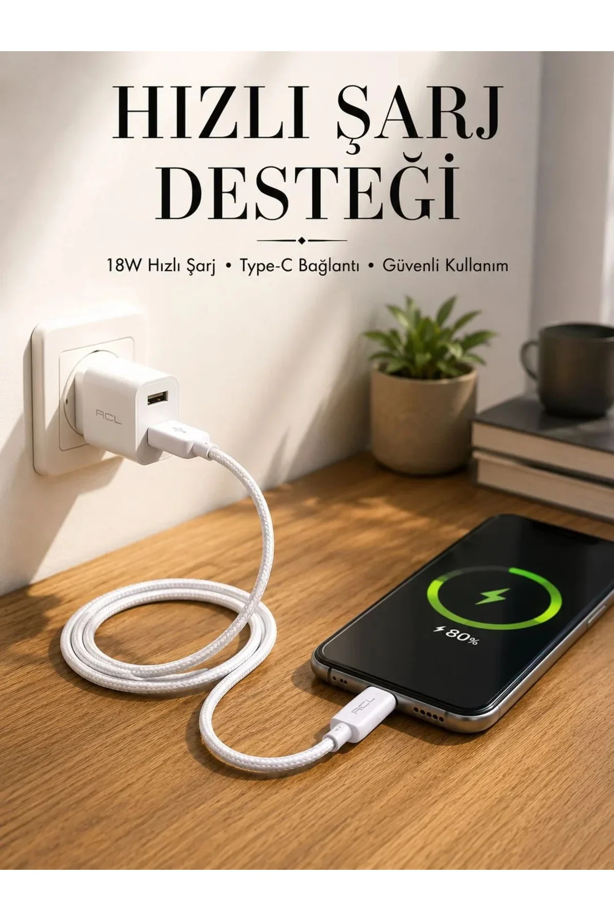 Type-C Girişli Cihazlar İçin Şarj Kablosu Type-C Girişli Cihazlar İçin Şarj Kablosu