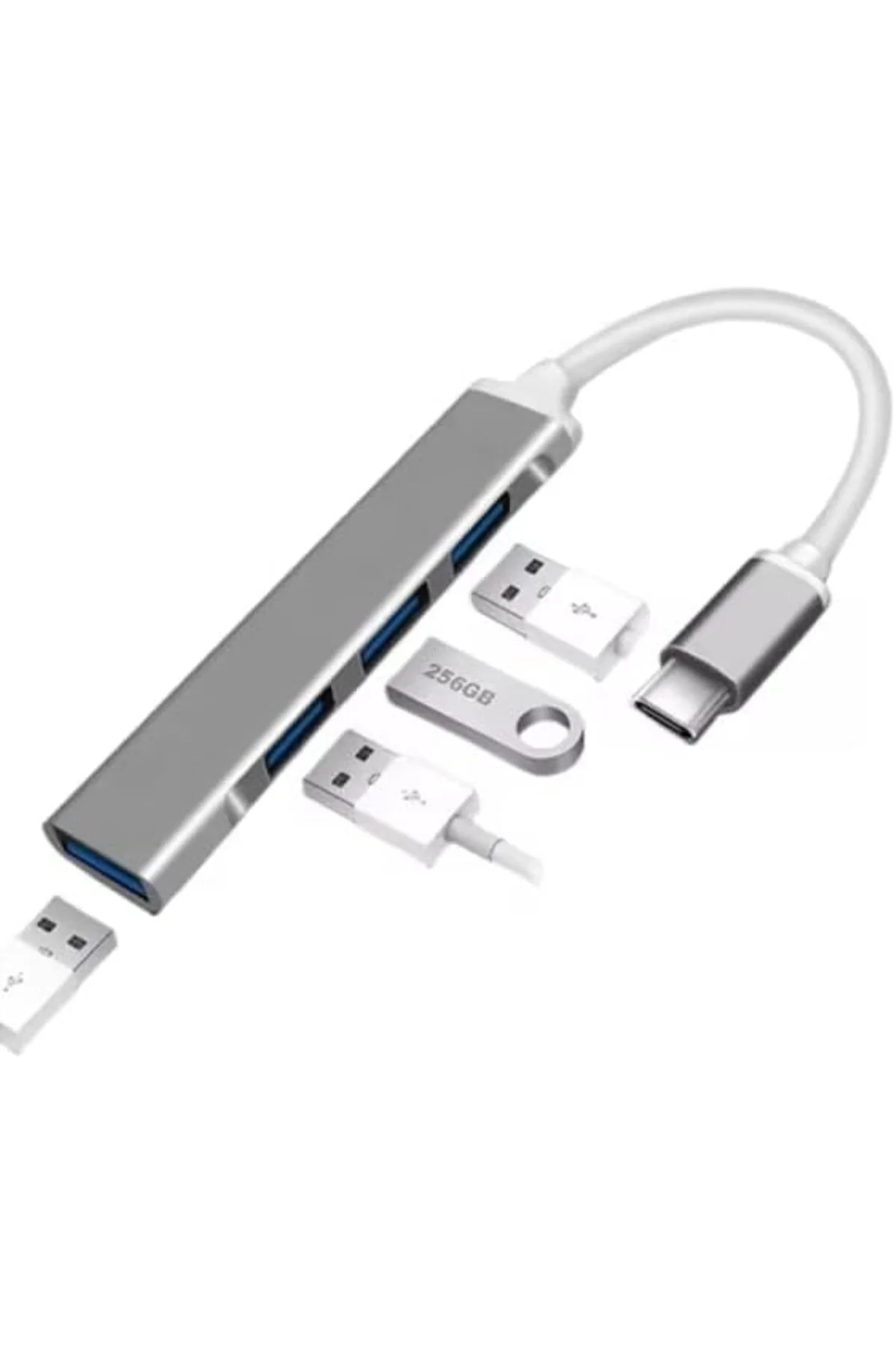 Type-C Girişli USB Çoğaltıcı 4 Hub Çevirici Çoklayıcı - 4 Portlu USB 3.0 Macbook
