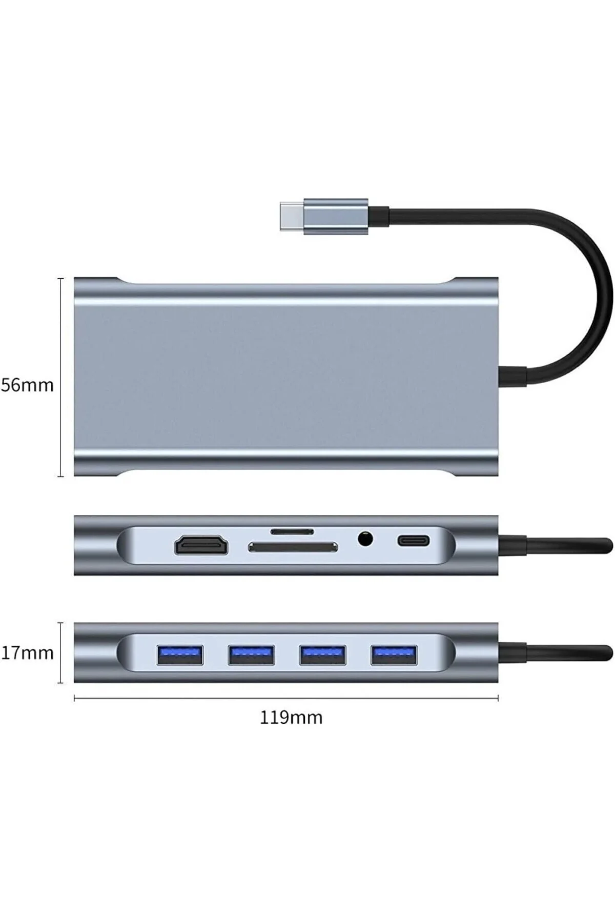 TYPE C Hub 11 in 1 USB C Docking Station 4K HDMI,VGA,Type C PD,USB3.0,RJ45 Ethernet,SD/TF AUX Macbo
