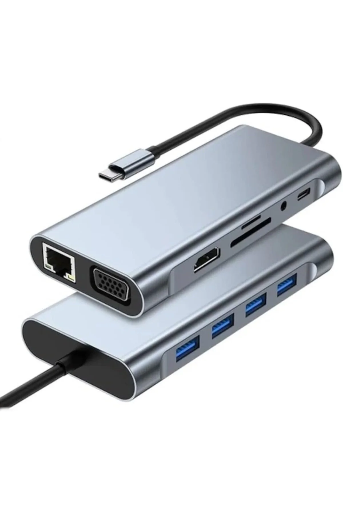 TYPE C Hub 11 in 1 USB C Docking Station 4K HDMI,VGA,Type C PD,USB3.0,RJ45 Ethernet,SD/TF AUX Macbo