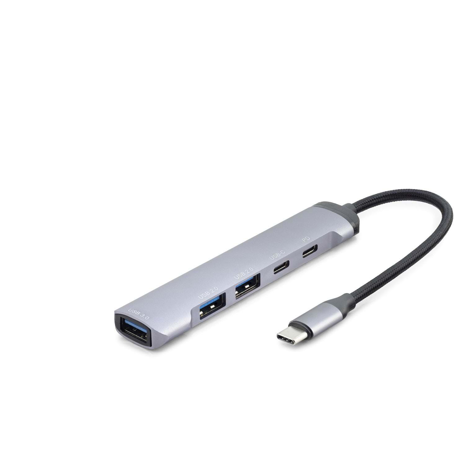 Type-C Hub 5*Usb Gri HDX7041