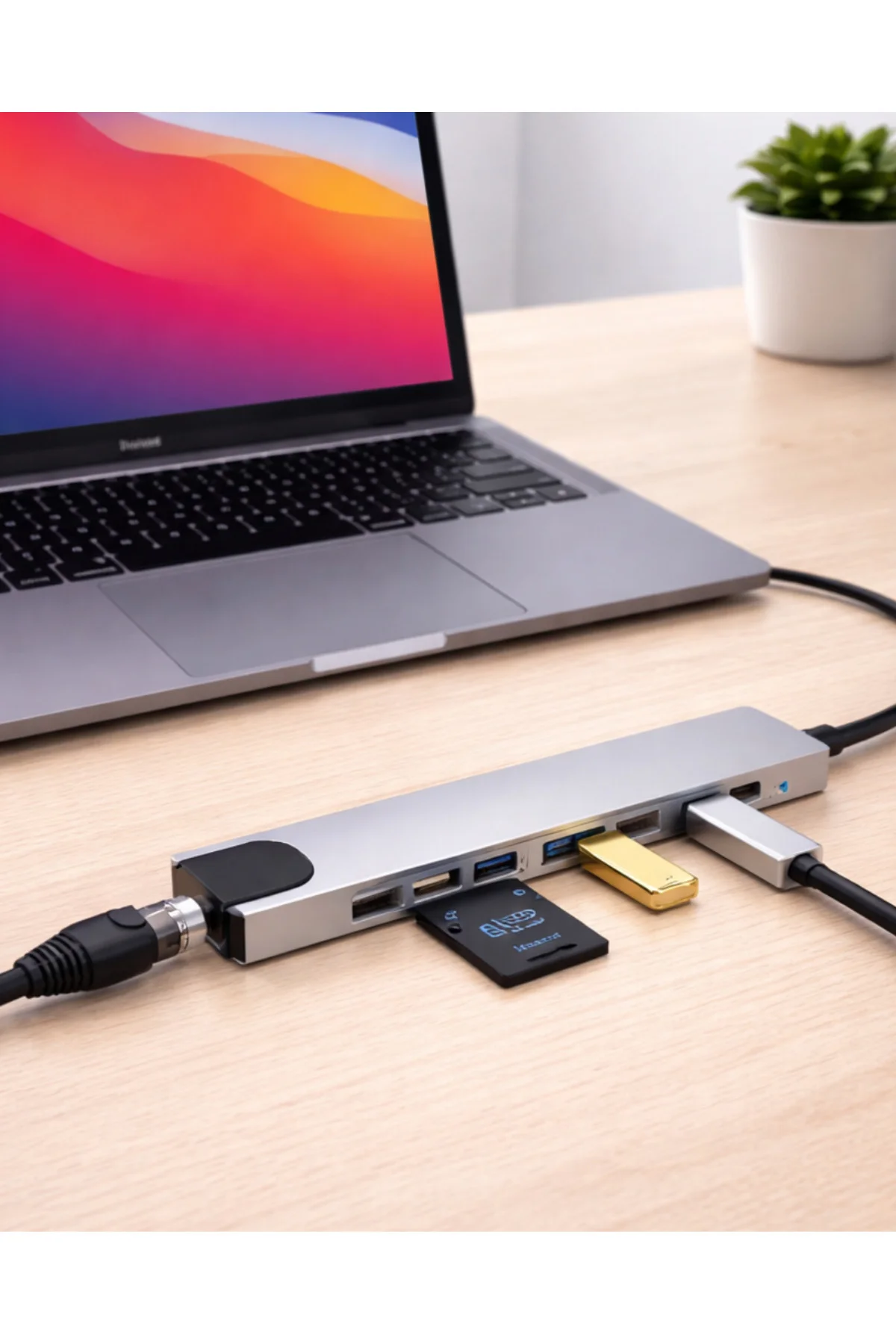 Type C Hub Çoklayıcı 8 Port Usb Hdmi Rj45 Kart Okuyucu Type C Hub Çoklayıcı 8 Port Usb Hdmi Rj45 Kart Okuyucu