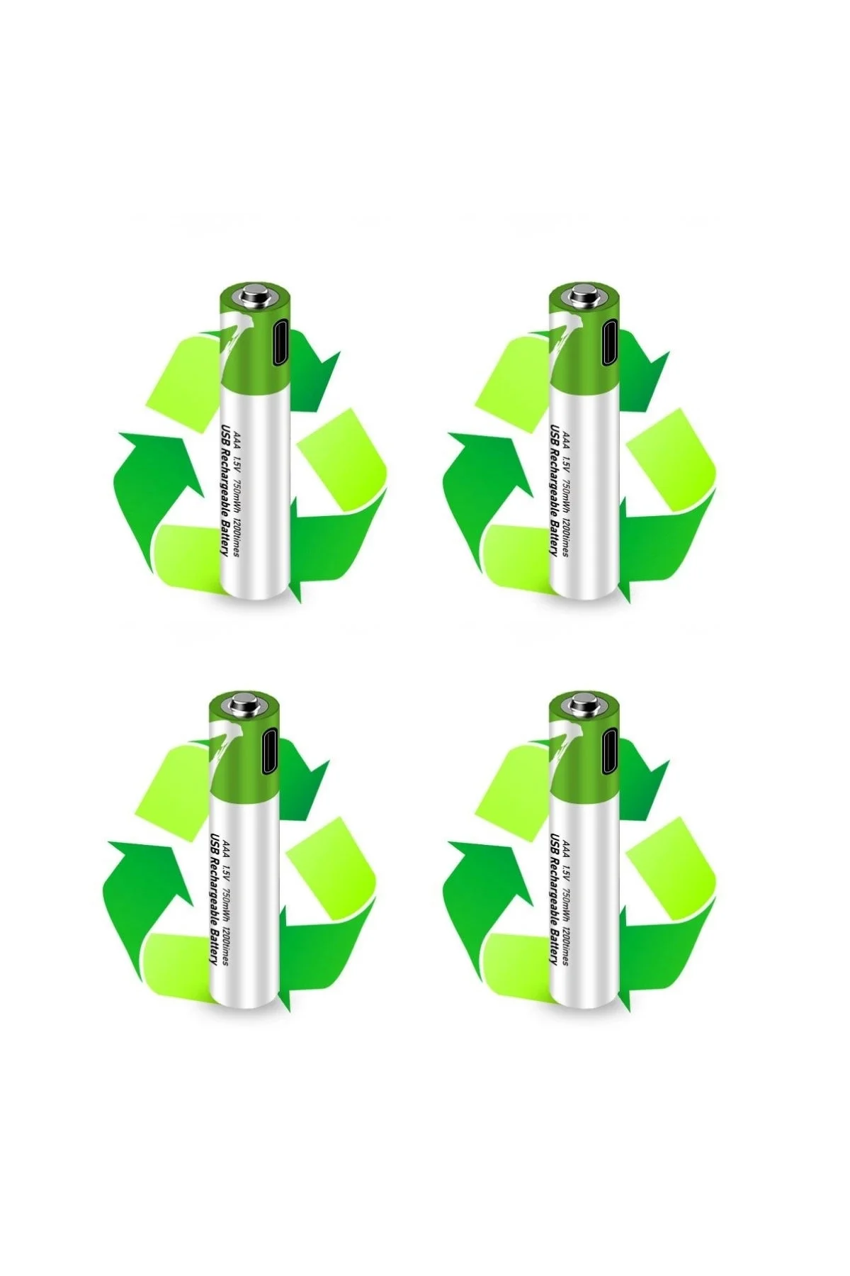 Type-C ile Şarjolabilen 4 lü AAA 1.5V Lityum İnce Şarjlı Kalem Pi