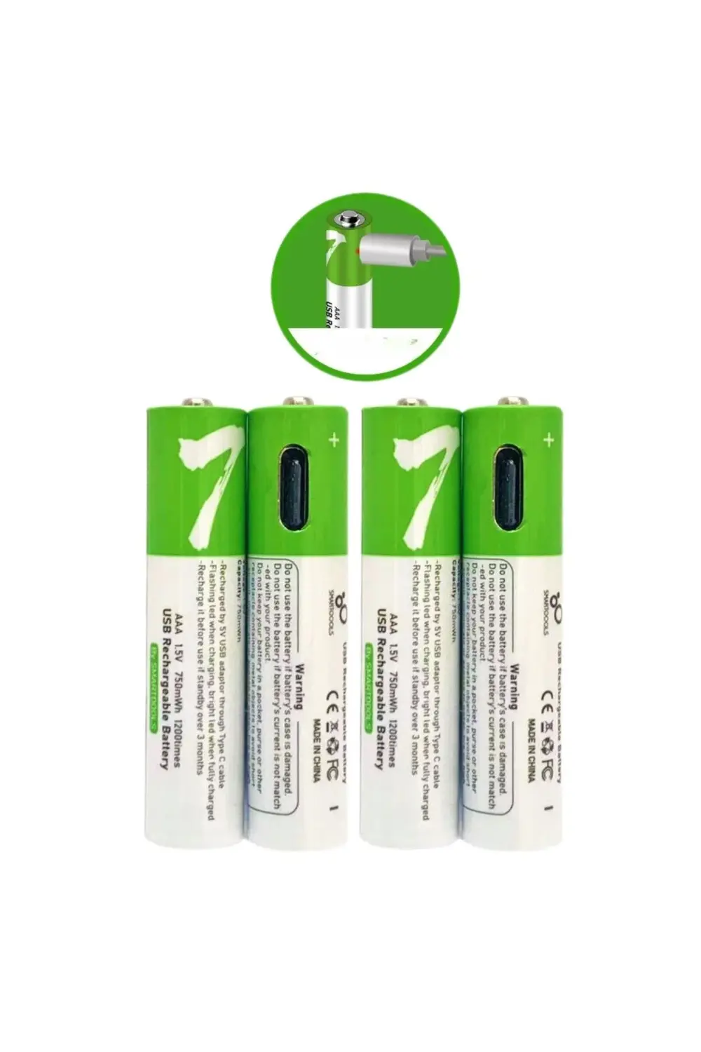 Type-c İle Şarjolabilen 4 Lü Aaa 1.5v Lityum İnce Şarjlı Kalem Pi