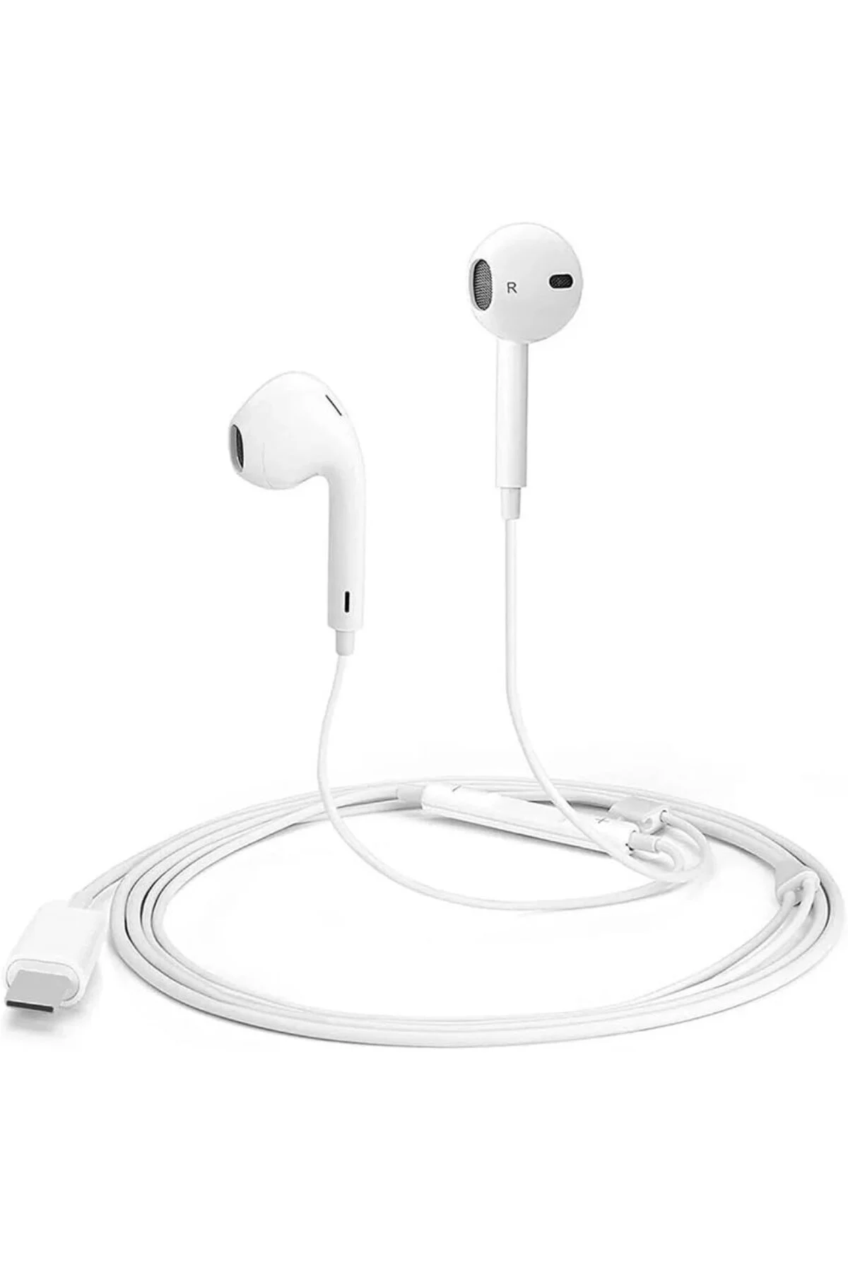 Type-C Kablolu Kulak İçi Kulaklık iPhone 17 Pro Max Uyumlu Beyaz,