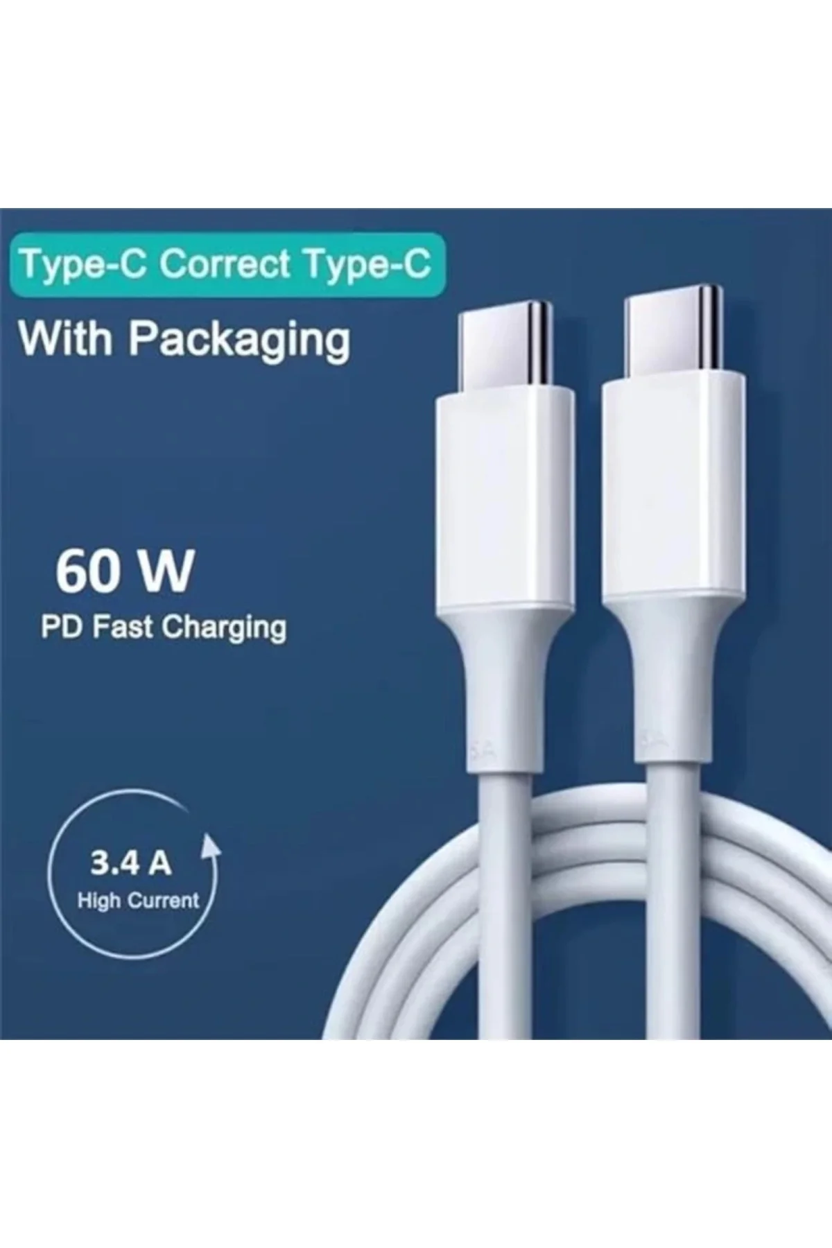 Type C Pd Kablo 100 Cm Şarj ve Data Kablosu 60W 3.4 Amper Hızlı Şarj Kablosu Usb C to usb c
