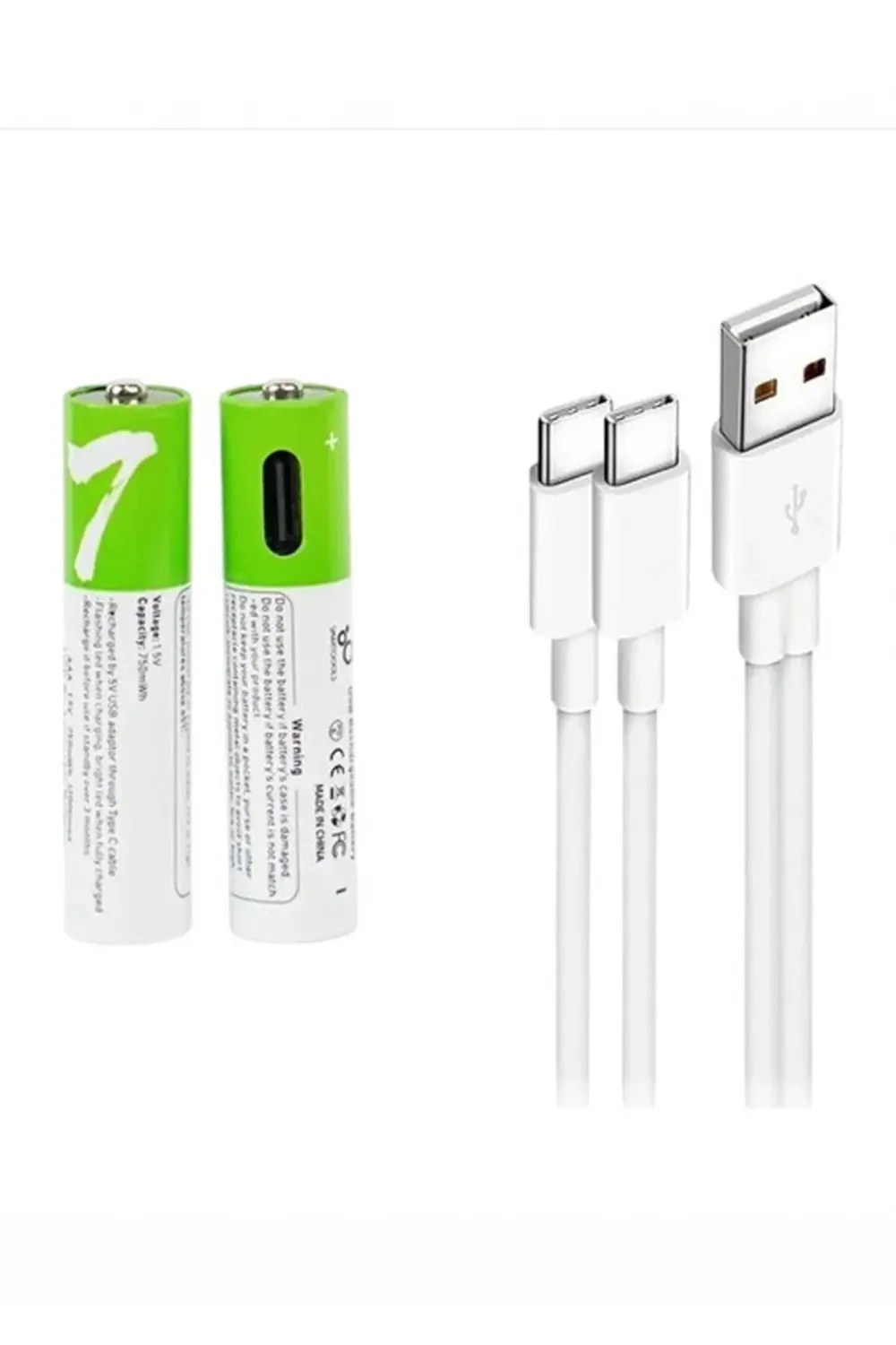 Type-c Şarjlı 800mwh 1.5v Şarj Edilebilir 2’li Aaa İnce Pil - Lit
