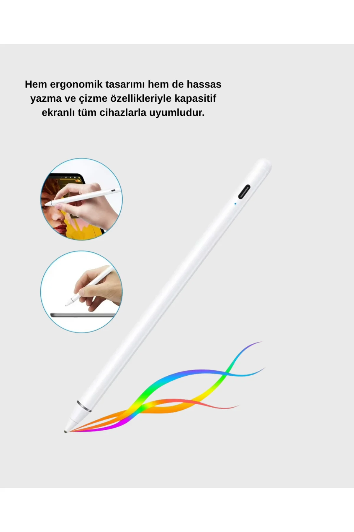 Type-C Şarjlı Dokunmatik Kalem – iPad, iPhone ve Android Uyumlu, 