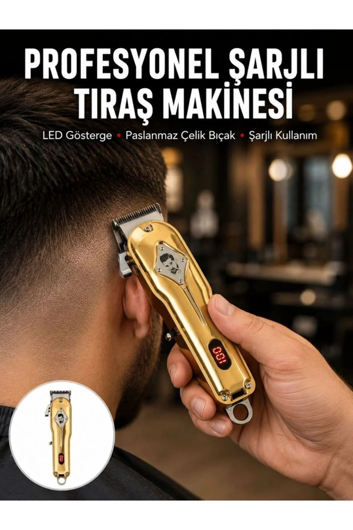 Type-c Şarjlı Lcd Ekranlı Profesyonel Saç Sakal Tıraş Makinesi Ye