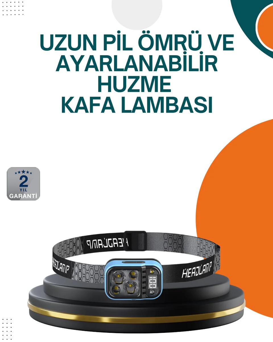 Type C Şarjlı LED Kafa Lambası 53 Modlu Güç Göstergeli - El Serbest Aydınlatma