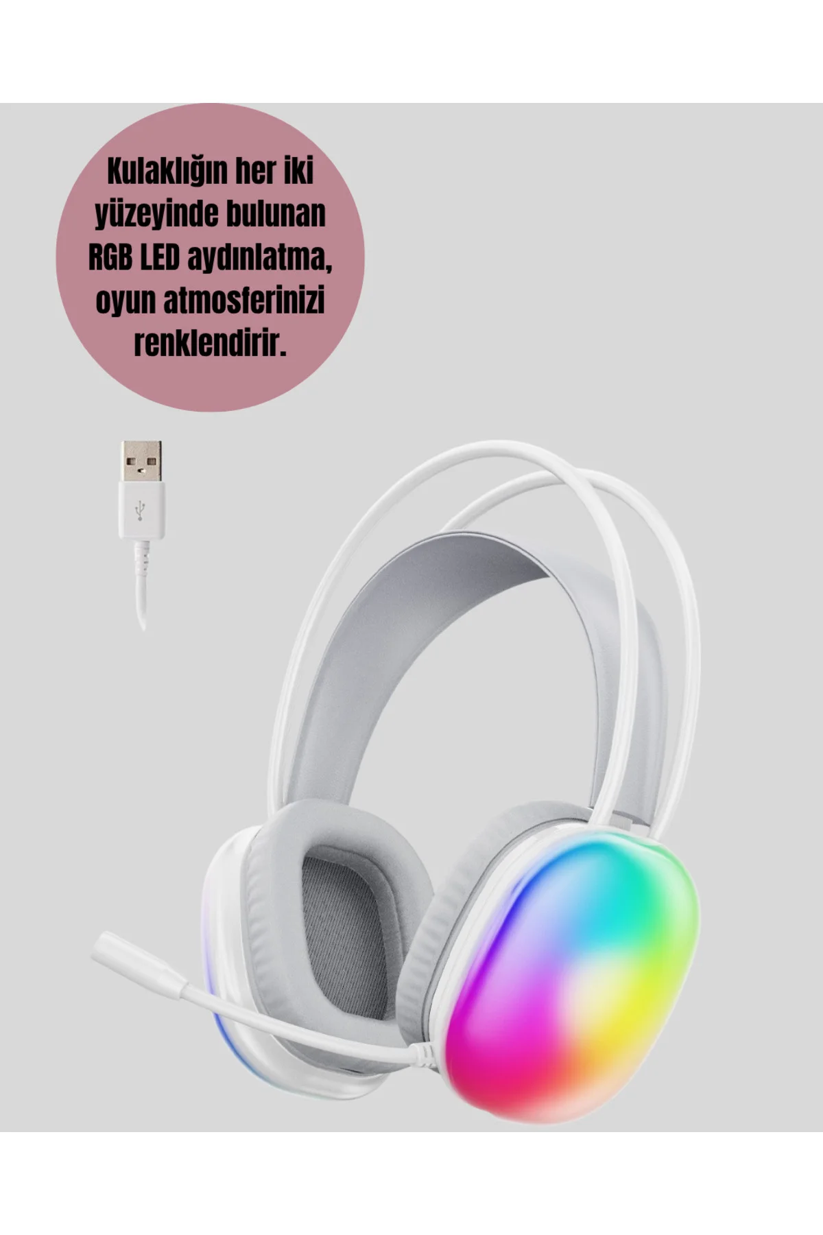 Type-C Şarjlı RGB Işıklı Bluetooth Oyuncu Kulaklığı - Lisinya