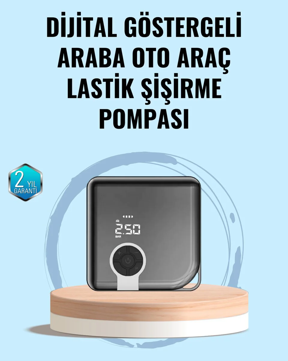 Type-C Şarjlı Taşınabilir Elektrikli Hava Pompası - 150 PSI Akıllı Lastik Şişirici