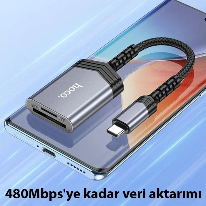 Type-C SD/TF Kart Okuyucu - 2 TB 2’li Aktarım 480 Mbps