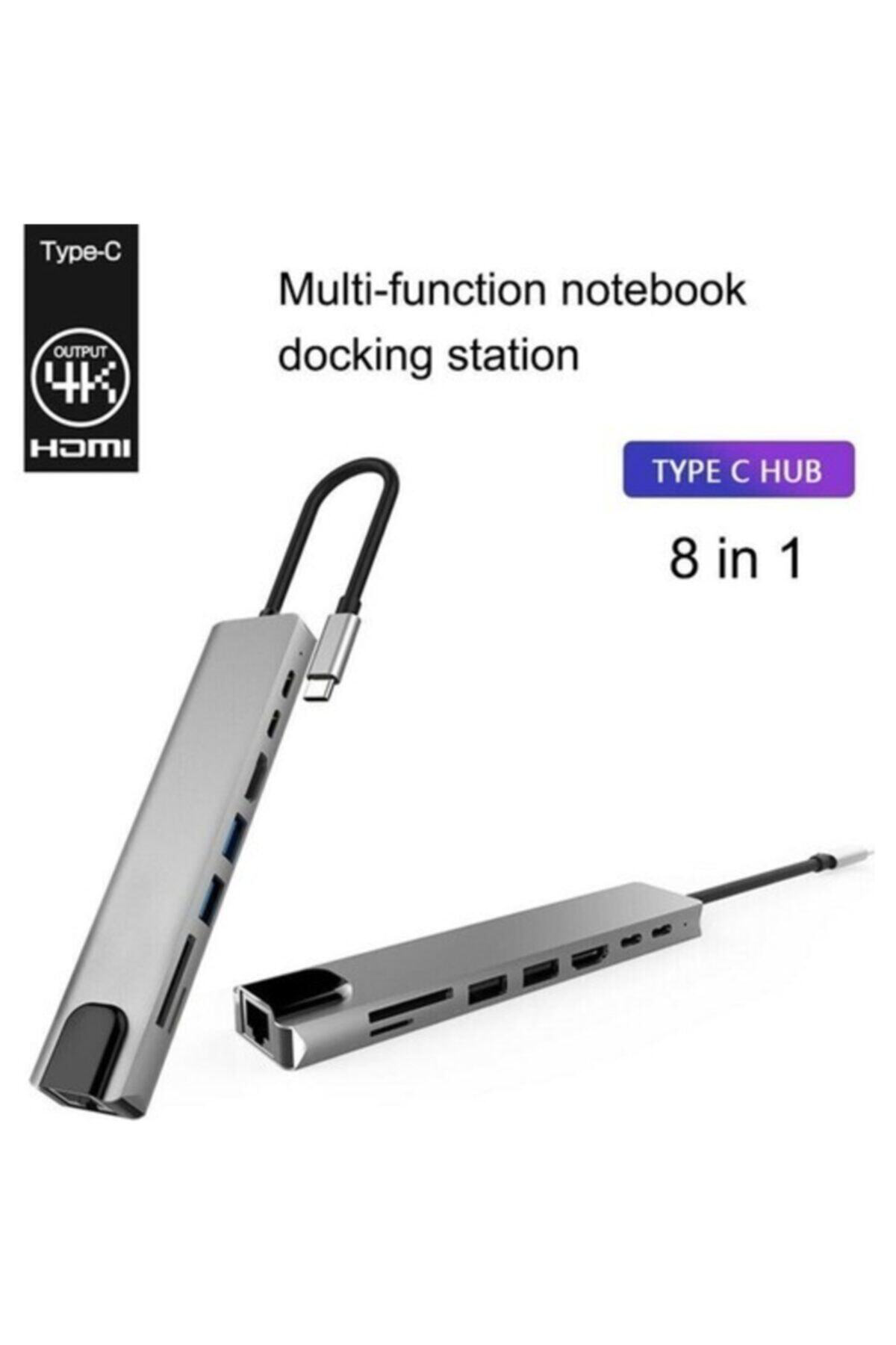 Type-c Tf Sd Ethernet Sd Usb Lan Rj45 Hdmı Çevirici Macbook Chrom