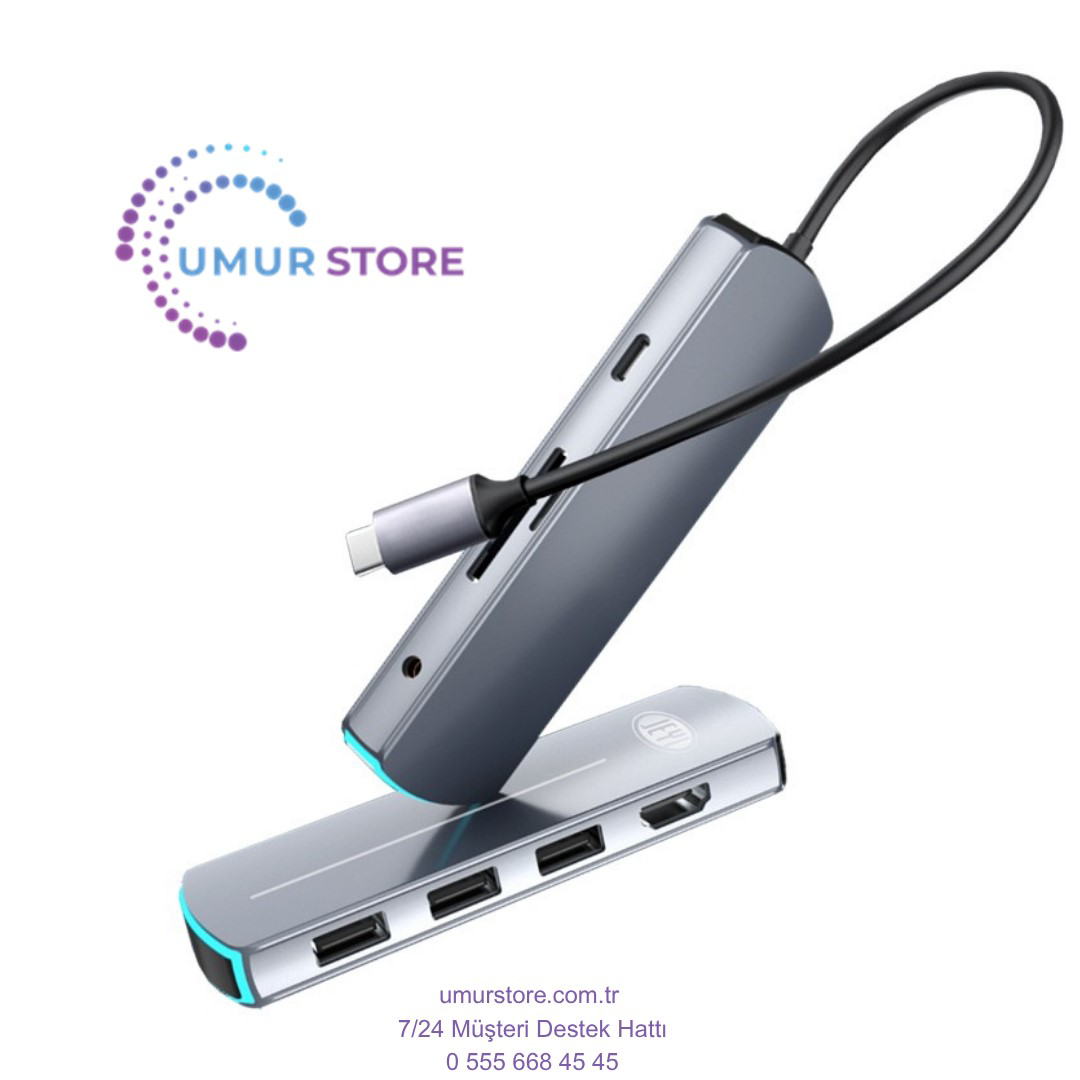 Type-C to (4K/60Hz UHD HDMI 3xUSB 3.0 TF/MicroSD 3.5mm Ses Çıkışı Type-C to (4K/60Hz UHD HDMI 3xUSB 3.0 TF/MicroSD 3.5mm Ses Çıkışı