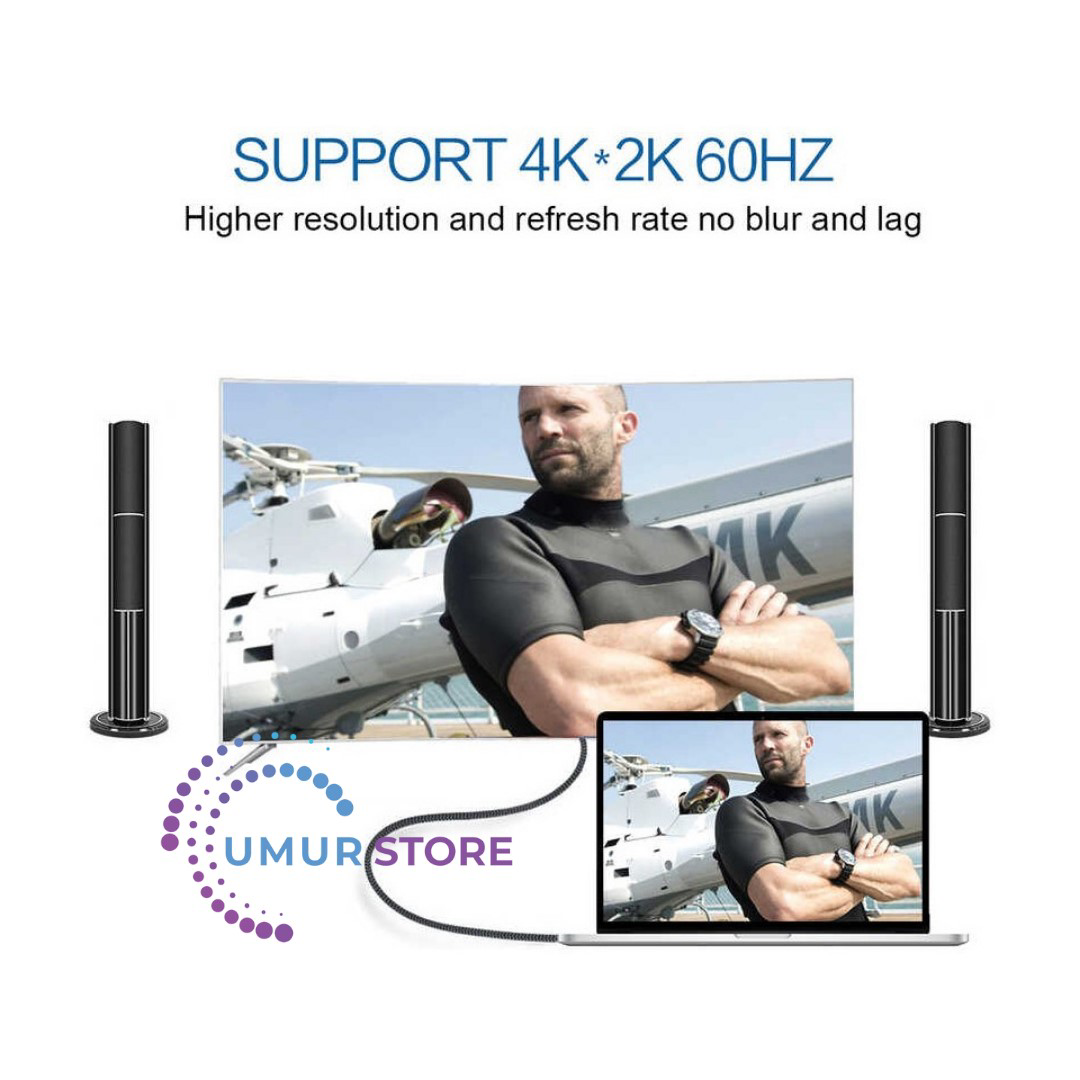 Type-C To Display Port Kablo 4K Görüntü Aktarım Kablosu 3 Metre